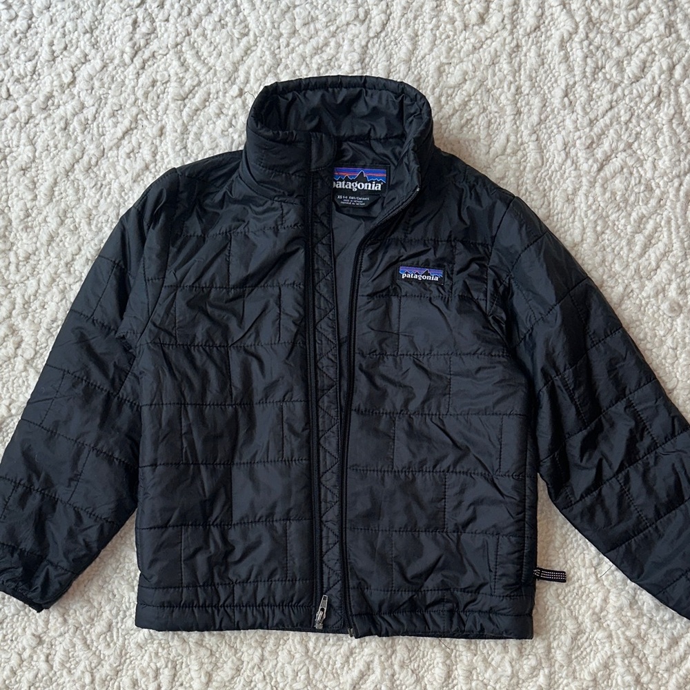 Patagonia Kids Black Nano Puff Brick Quilt Jacket- EUC- XS (5-6) boys.